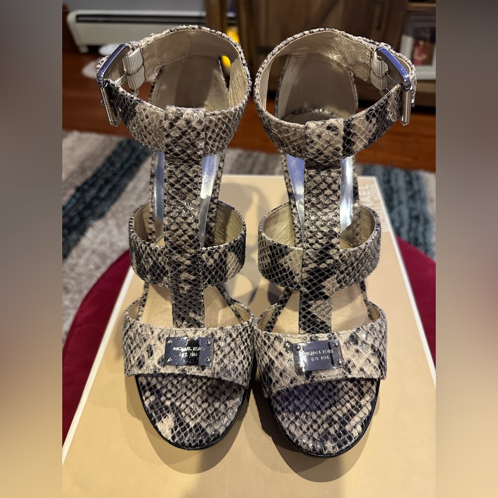 Michael Kors Snake Print Sandal Heels - size 8.5